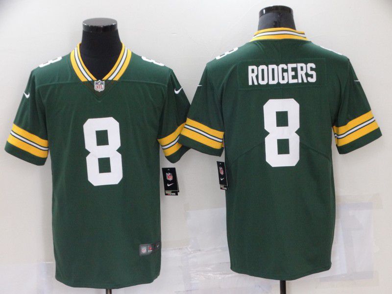 Men Green Bay Packers 8 Rodgers Green Vapor Untouchable Limited Player 2021 Nike NFL Jersey